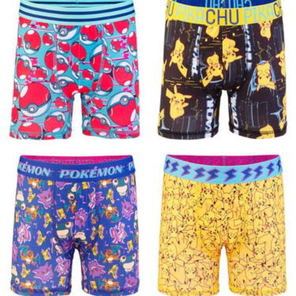 Boys Athletic Boxer Briefs Underwear, 4-Pk, Sizes XS-L - Pokemon - NWT - Pikachu - Picture 1 of 3